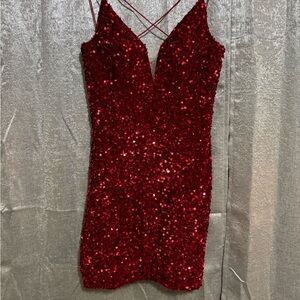 Glamorous Red Sequin Midi Dress